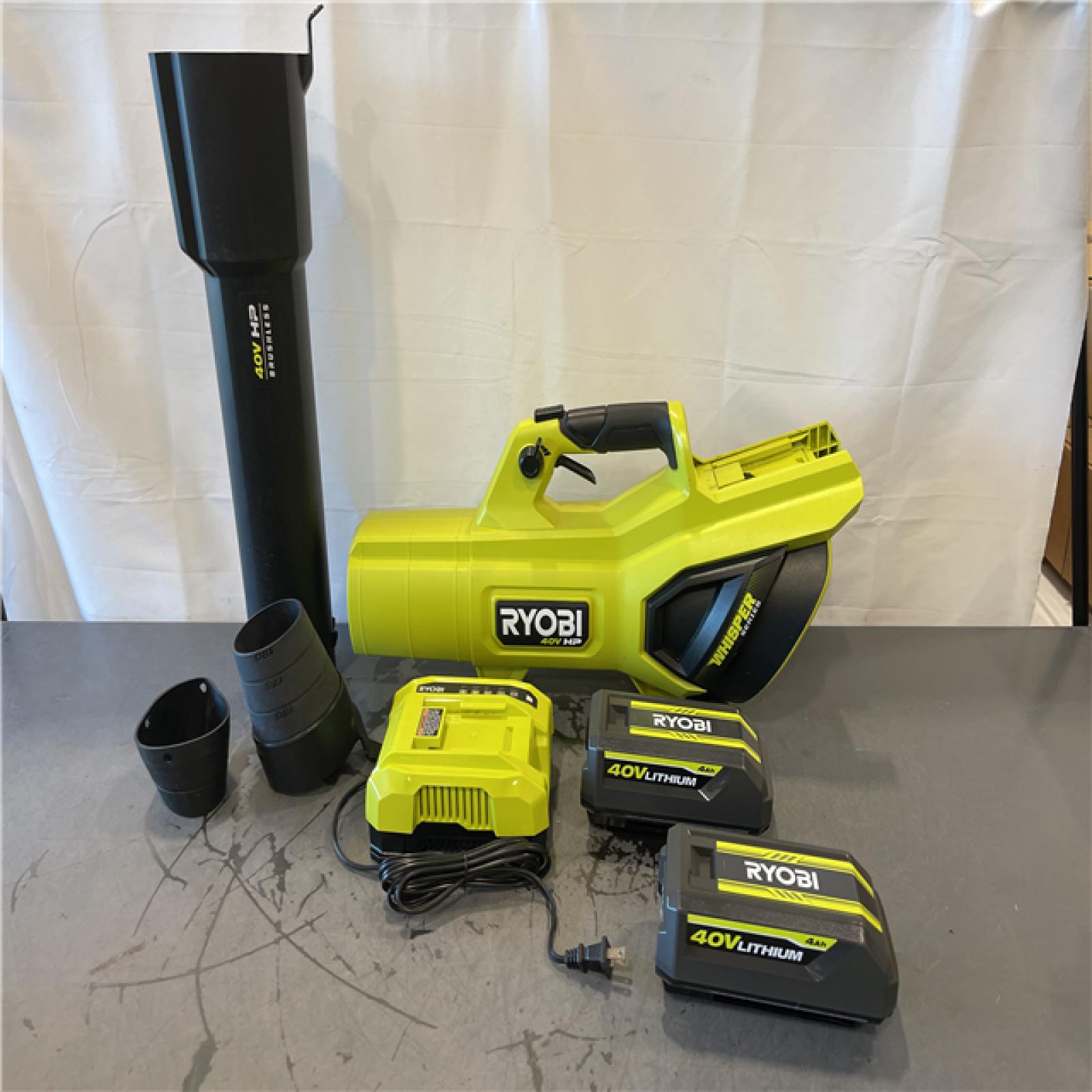AS-IS - Ryobi 40V HP Brushless Whisper Series 190 MPH 730 CFM Cordless Battery Jet Fan Leaf Blower Kit