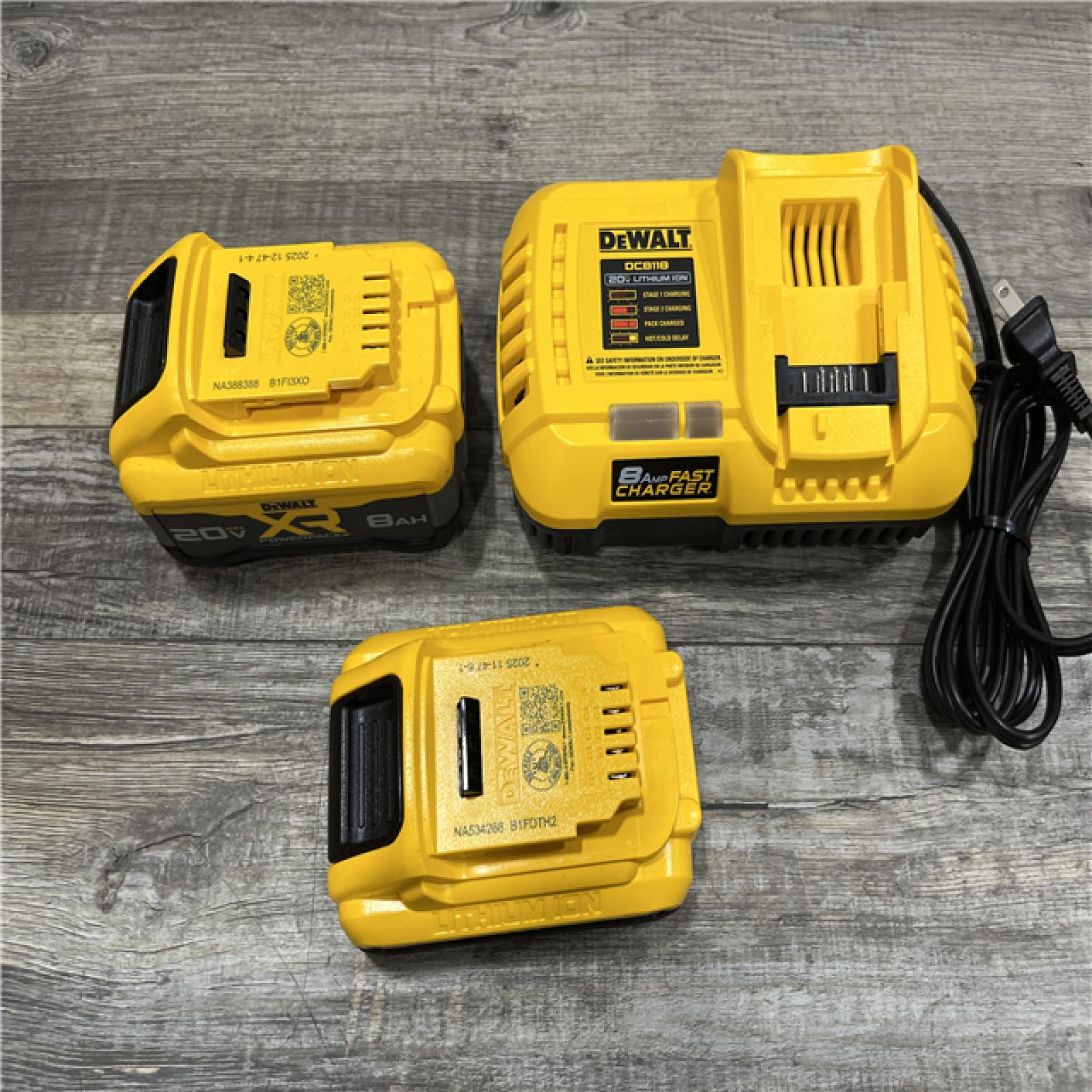 AS-IS DEWALT 20V XR Lithium-Ion Starter Pack with 8.0 Ah and 4.0 Ah Battery Packs and Charger
