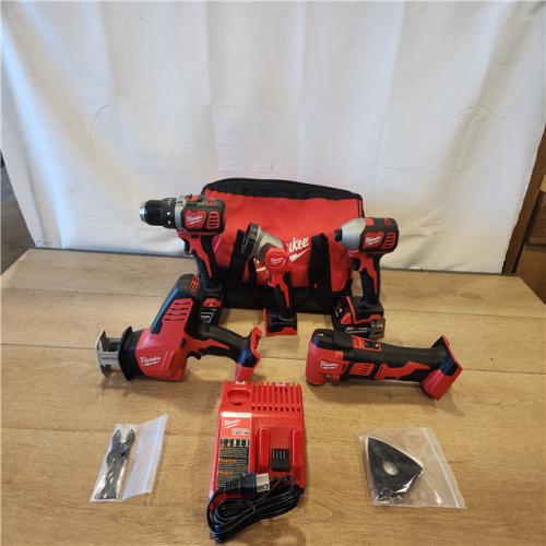 AS-IS- M18 18V Lithium-Ion Cordless Combo Kit (5-Tool) with (2) Batteries  Charger and Tool Bag