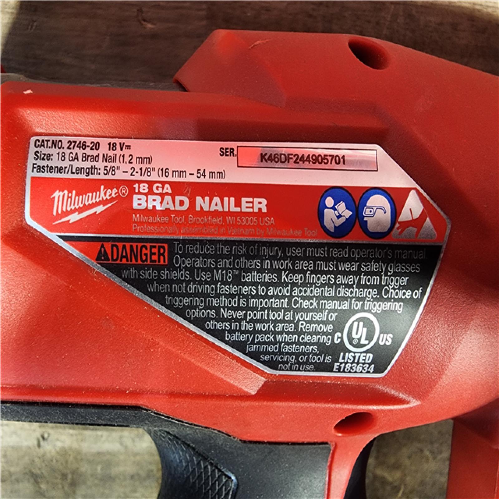 HOUSTON LOCATION - AS-IS Milwaukee M18 Fuel 18V Brushless 18-Gauge Brad Nailer 2746-20 (Bare Tool)