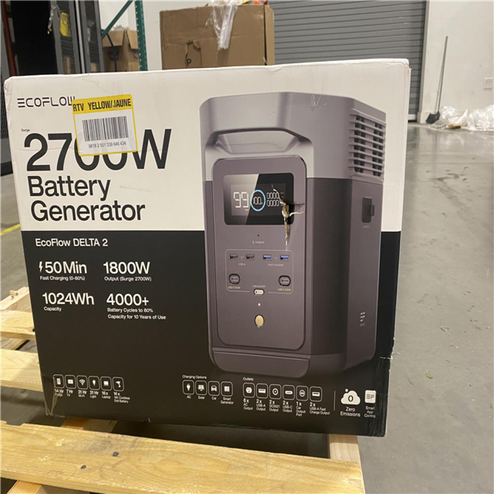 Dallas Location - As-Is EcoFlow 1024Wh DELTA 2 1800 -Watts Portable Power
