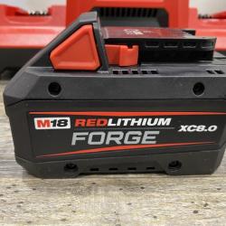 AS-IS Milwaukee 18V Lithium-Ion REDLITHIUM FORGE 8.0 Ah Battery Pack with 18V Dual Bay Simultaneous Super Charger