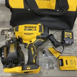 AS-IS DEWALT 20V MAX Lithium-Ion 15-Degree Electric Cordless Roofing Nailer Kit