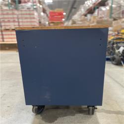 DALLAS LOCATION- AS-IS HUSKY 72 in.W x 24 in.D Heavy Duty 18-Drawer Adjustable Height Mobile Workbench MATTE BLUE W/ WOODTOP