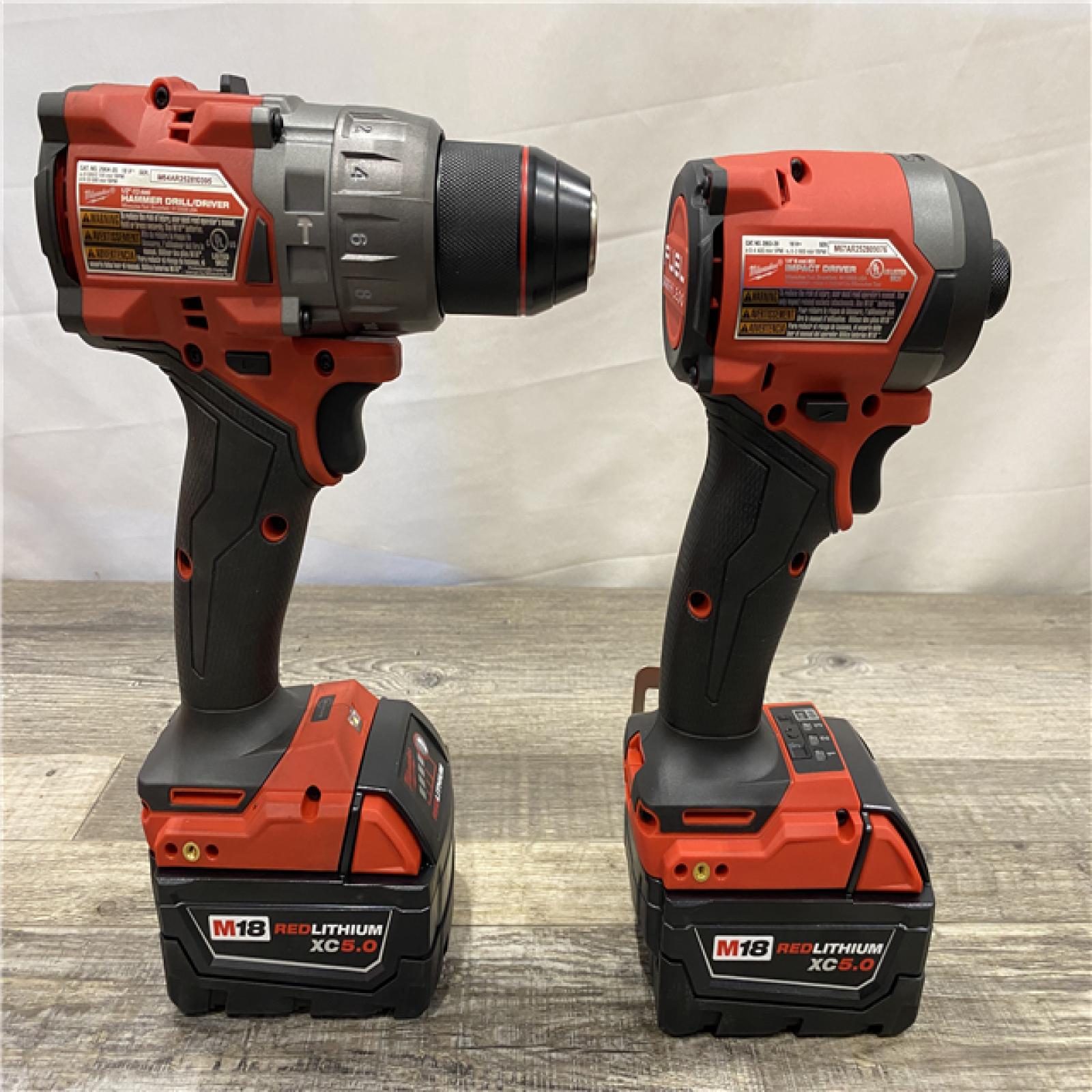 AS-IS Milwaukee FUEL 18V Lithium-Ion Brushless Cordless Hammer Drill and Impact Driver Combo Kit