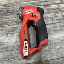 AS-IS Milwaukee FUEL 12V Lithium-Ion Brushless Cordless 4-in-1 Installation 3/8 in. Drill Driver with 4 Tool Head (Tool-Only)