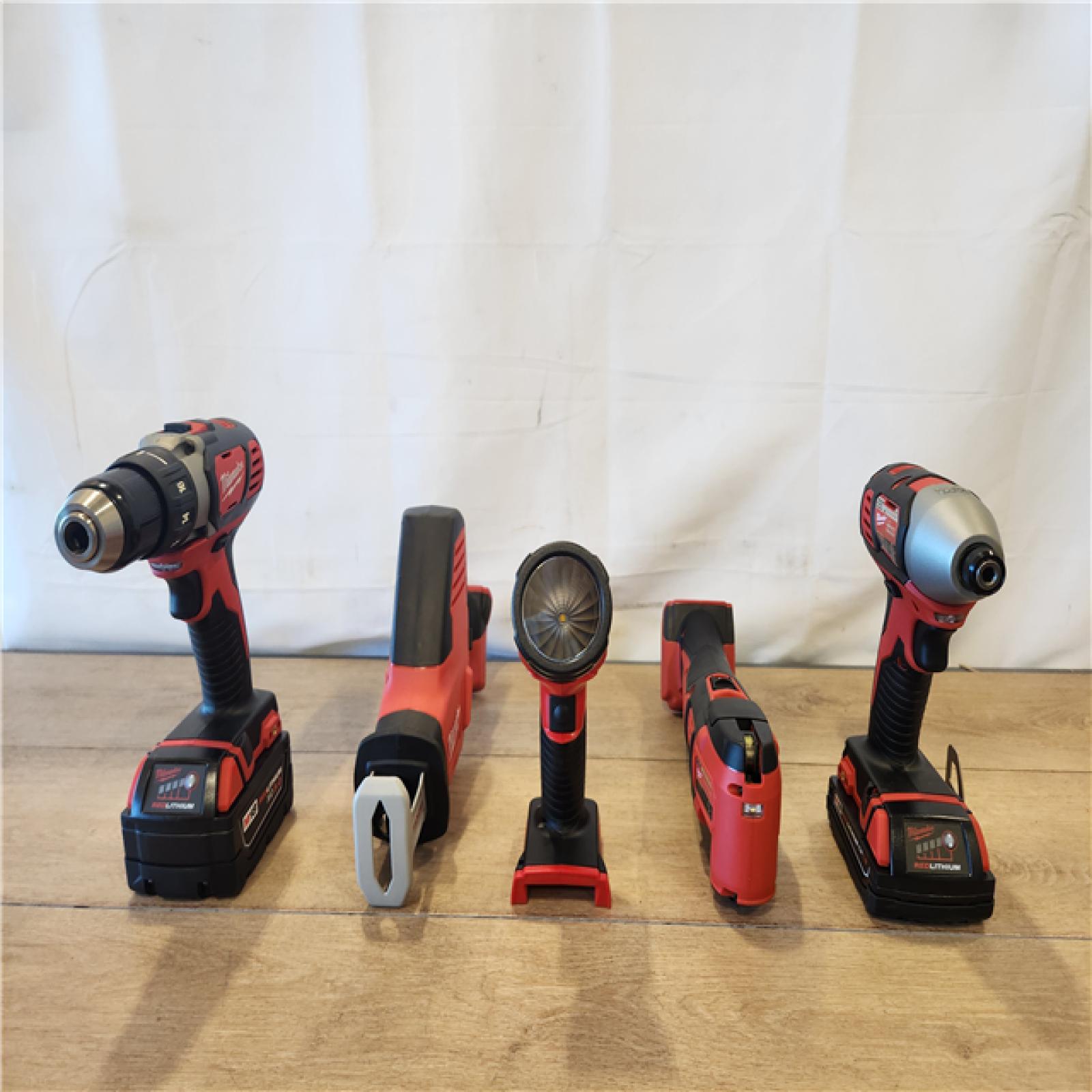 AS-IS- M18 18V Lithium-Ion Cordless Combo Kit (5-Tool) with (2) Batteries  Charger and Tool Bag