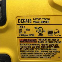AS-IS DEWALT FLEXVOLT 60V MAX Cordless Brushless 4.5 in. to 6 in. Small Angle Grinder with Kickback Brake (Tool Only)