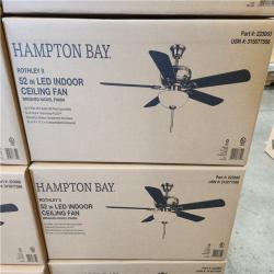 Phoenix NEW Hampton Bay Rothley II 52 in. Indoor LED Bronze Ceiling Fan with Light Kit  Downrod  Reversible Motor and Reversible Blades Pallet 24 Count (SEALED)