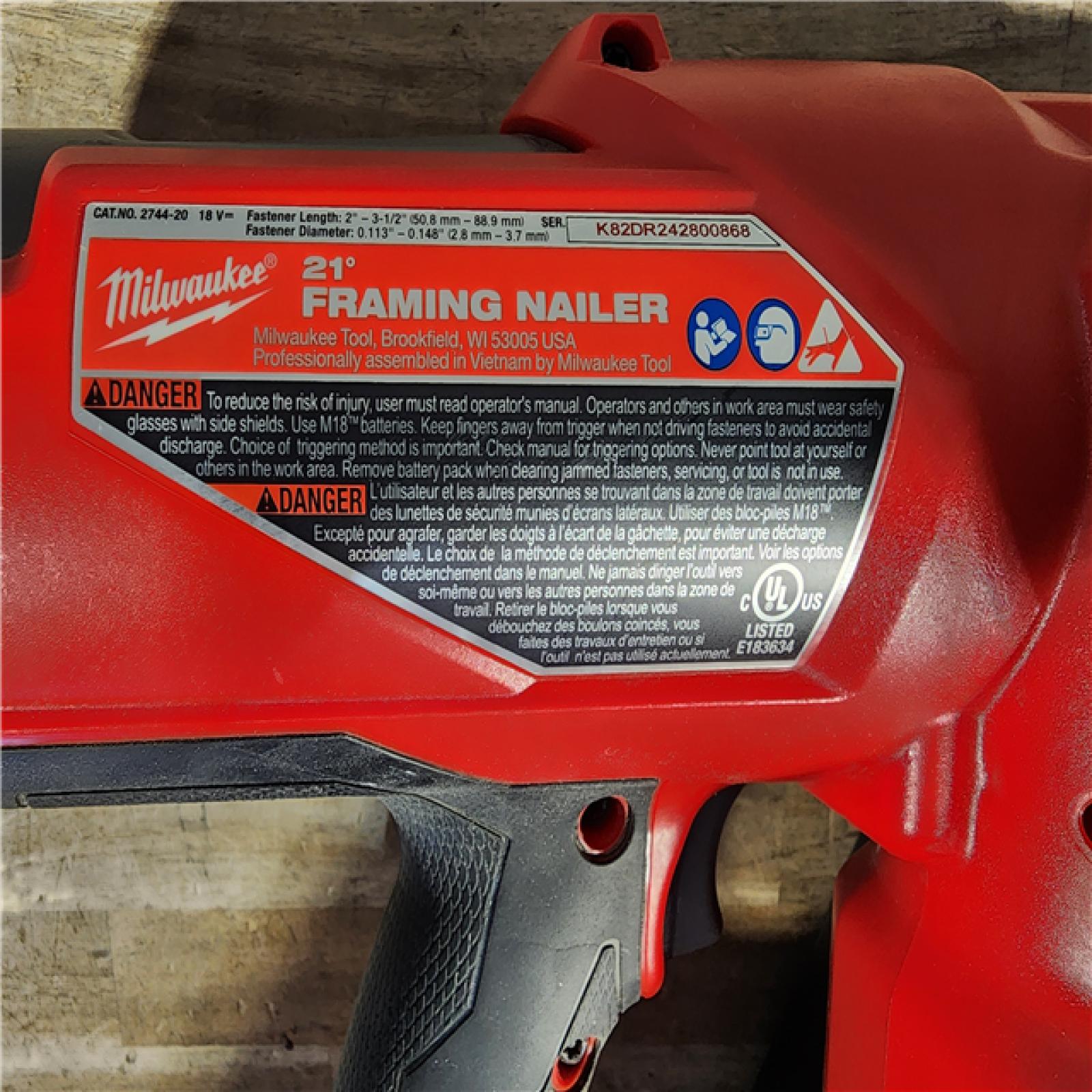 HOUSTON LOCATION - AS-IS Milwaukee 2744-20 M18 FUEL 3-1/2 in. 18V 21-Degree Lithium-Ion Brushless Cordless Framing Nailer (Tool-Only)