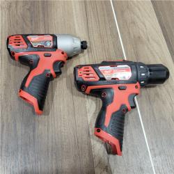AS-IS Milwaukee M12 12V Lithium-Ion Cordless Drill Driver/Impact Driver Combo Kit with Two 1.5Ah Batteries, Charger and Bag (2-Tool)