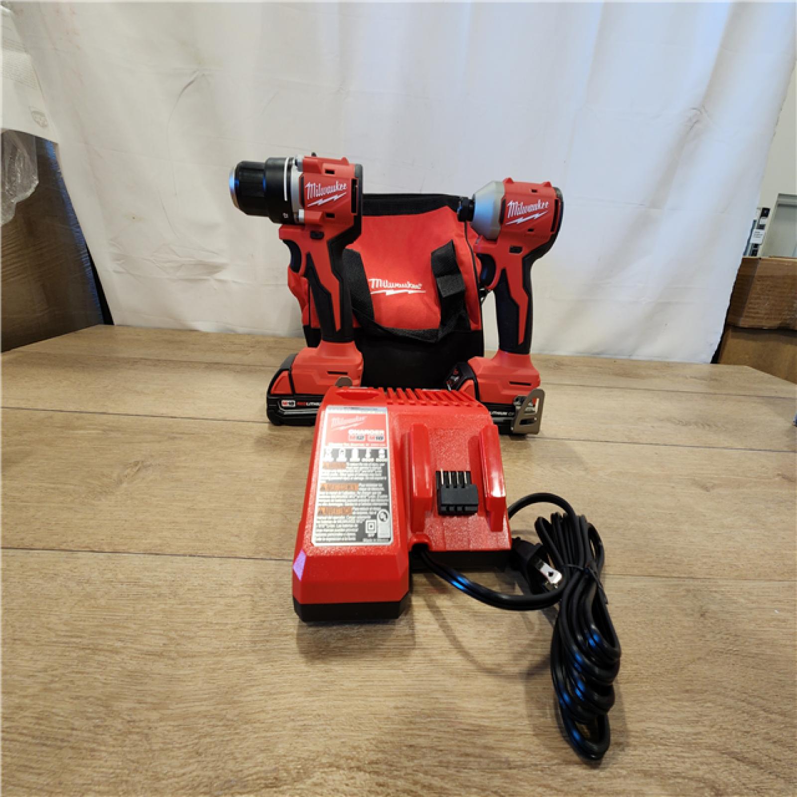 AS-IS - Milwaukee 18V Lithium-Ion Brushless Cordless Compact Drill/Impact Combo Kit