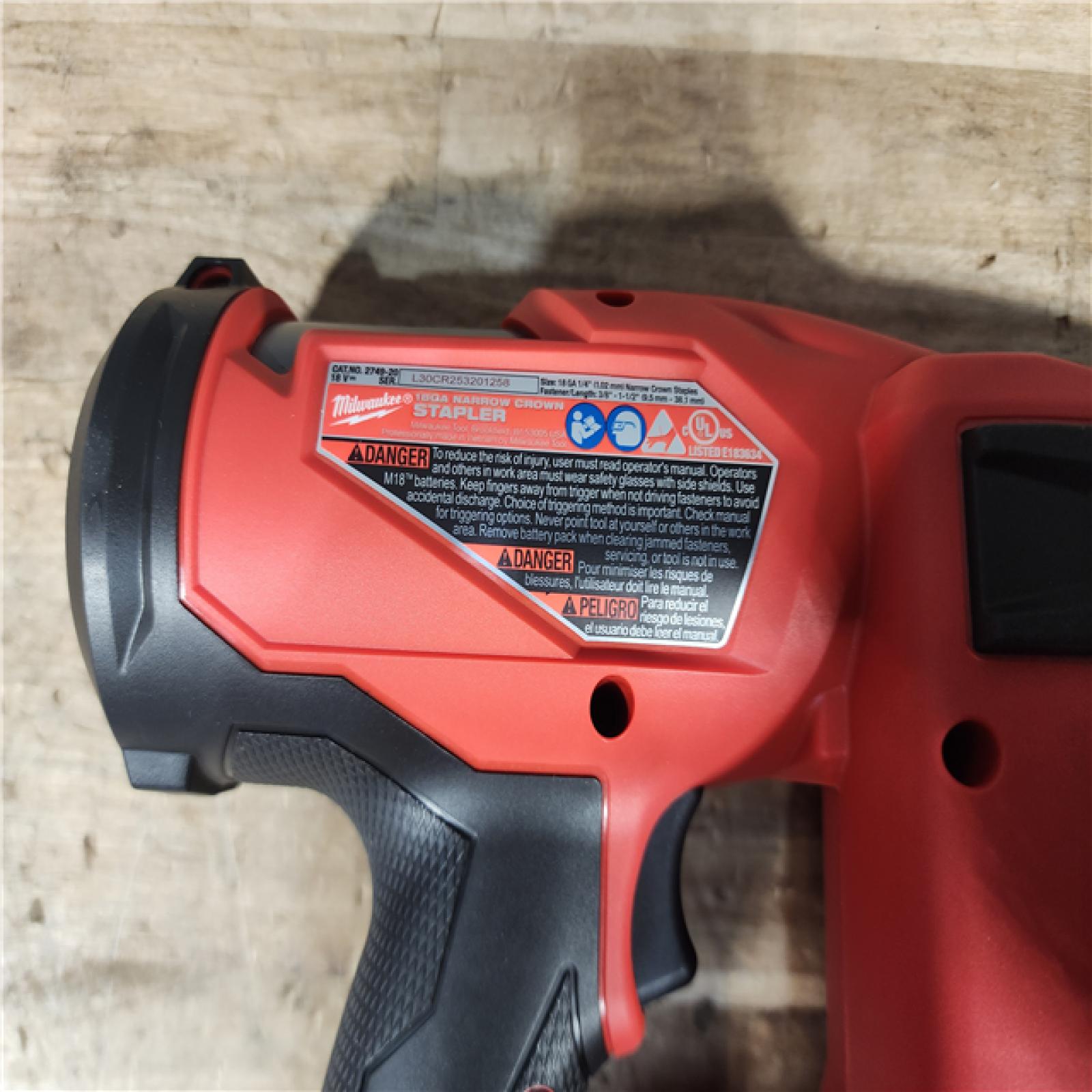 HOUSTON LOCATION - AS - IS Milwaukee FUEL 18-Volt Lithium-Ion Brushless Cordless 18-Gauge 1/4 in. Narrow Crown Stapler (Tool-Only)