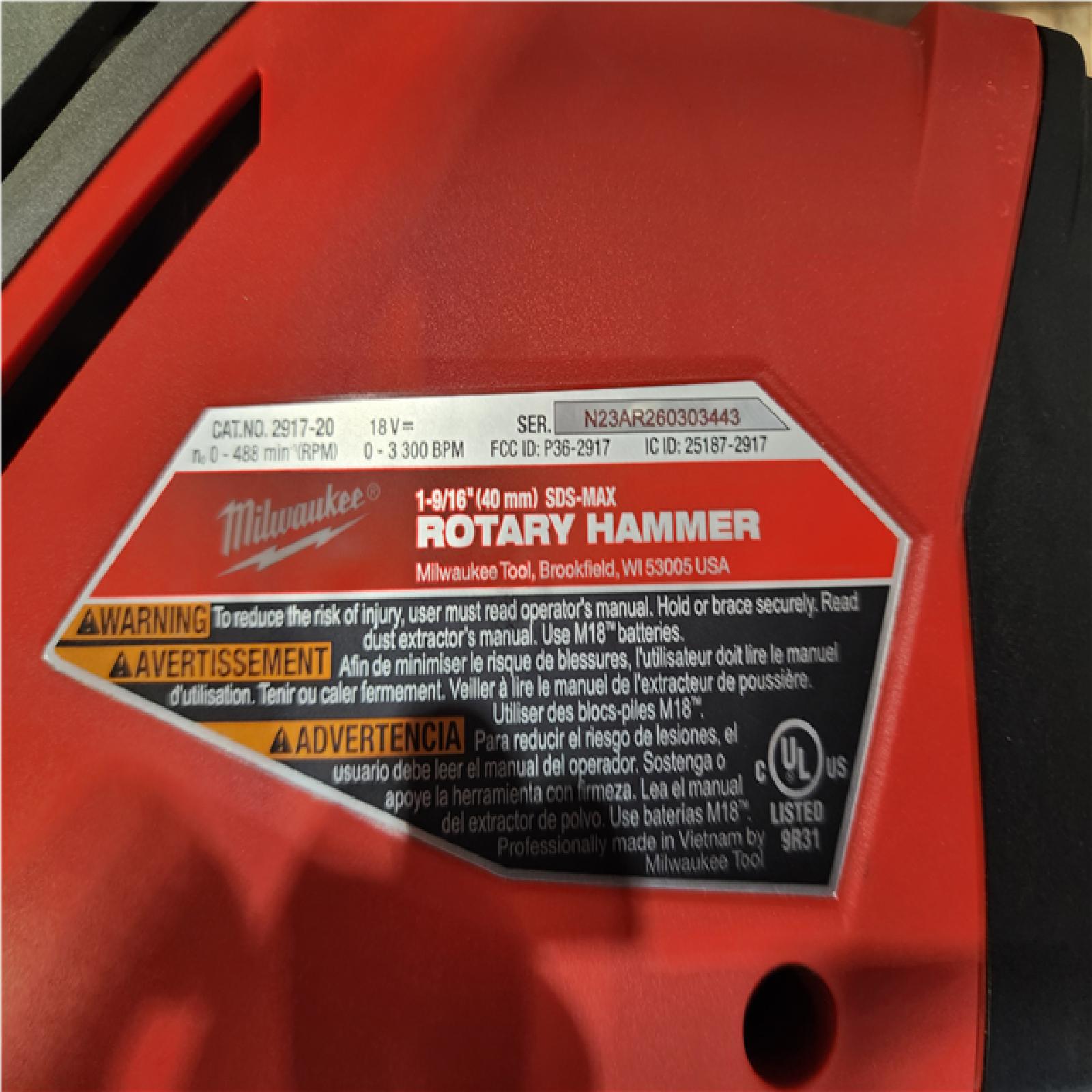 Houston Location AS-IS Milwaukee FUEL 18V Lithium-Ion Brushless Cordless 1-9/16 in. SDS-Max Rotary Hammer (Tool-Only)