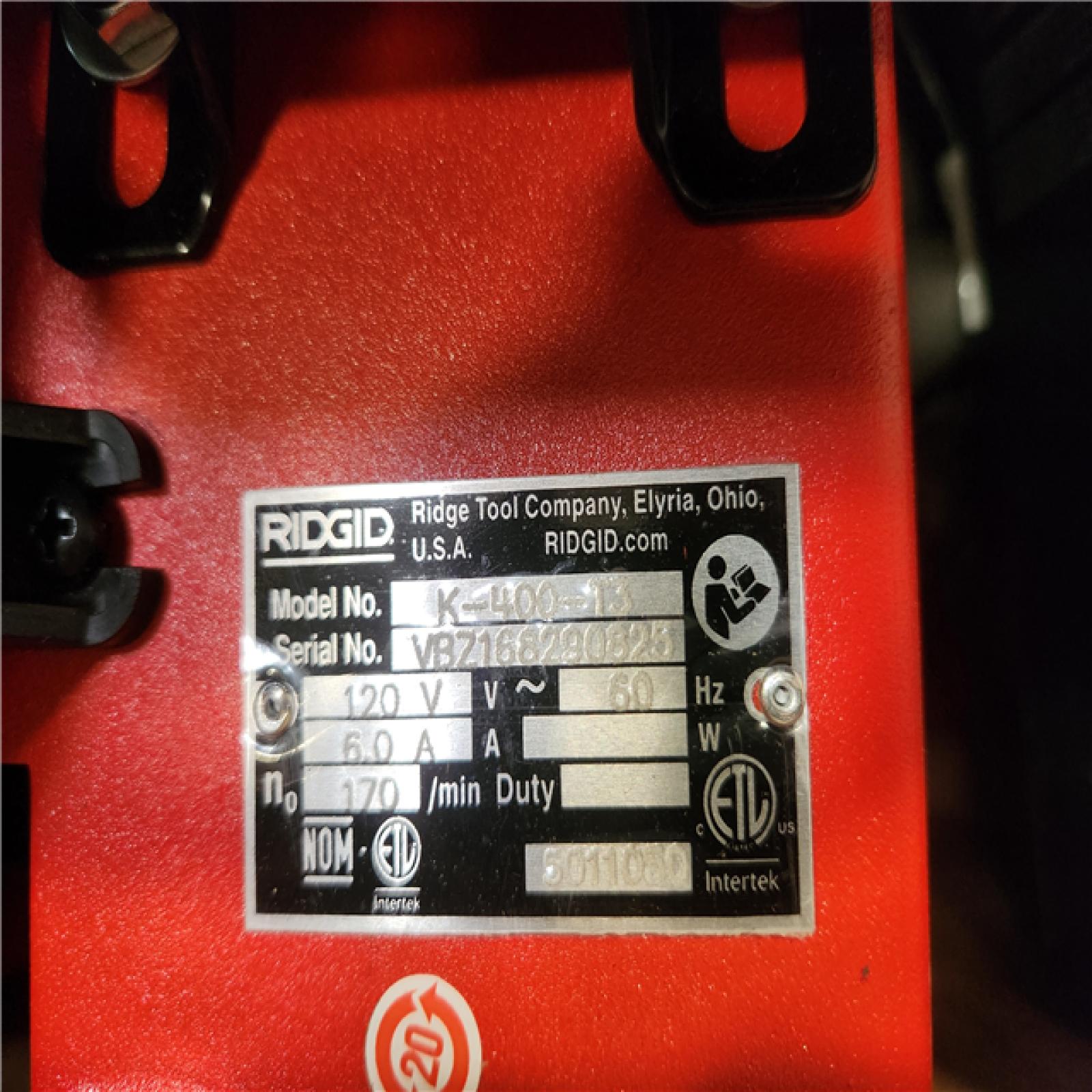 Phoenix NEW RIDGID K-400 AutoFeed Drain Cleaning Snake Auger 120-Volt Drum Machine and C-32IW 3/8 in. x 75 ft. Cable + Tool Set & Gloves