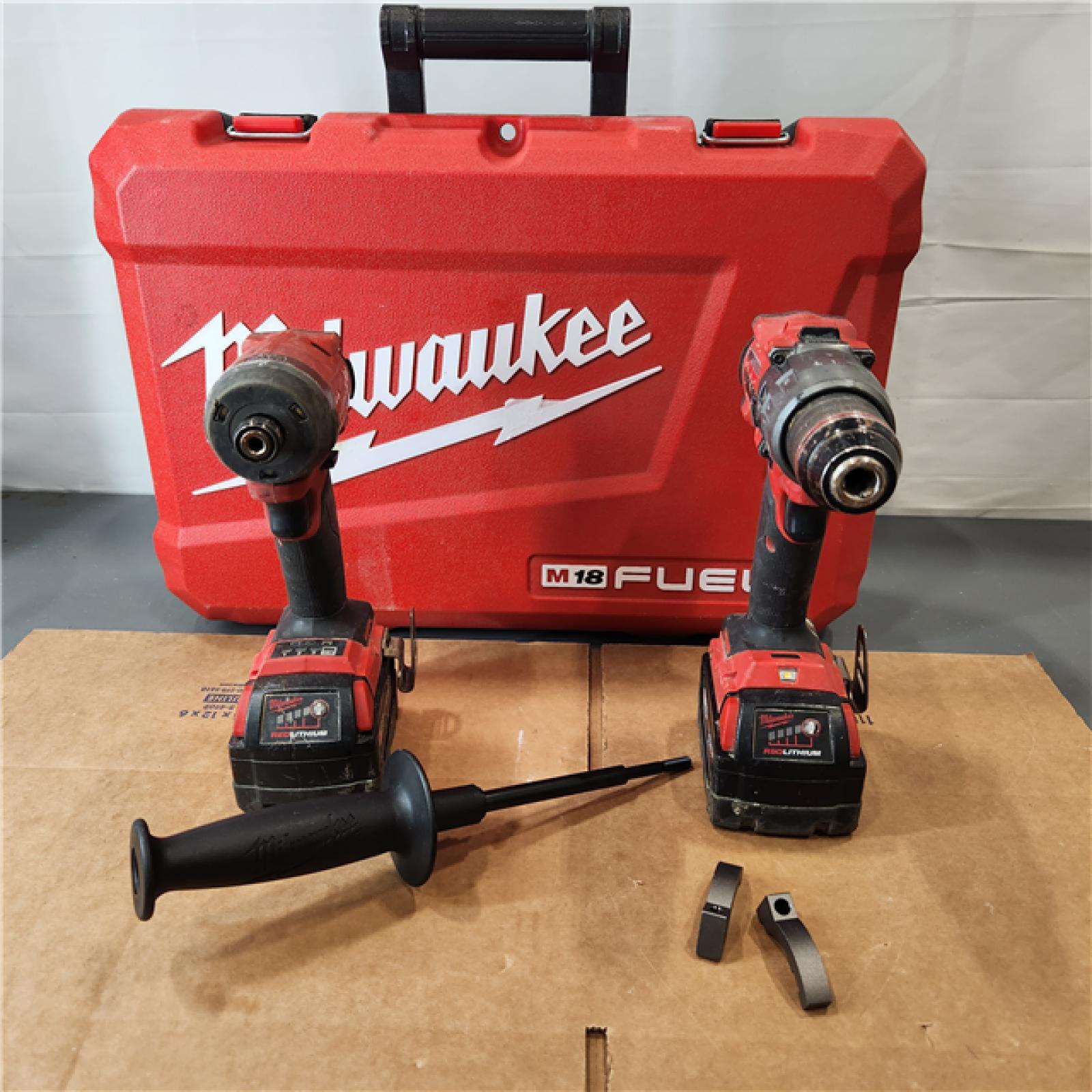 AS IS Milwaukee  M18 FUEL 18V Lithium-Ion Brushless Cordless Hammer Drill and Impact Driver Combo Kit (2-Tool) with 2 Batteries