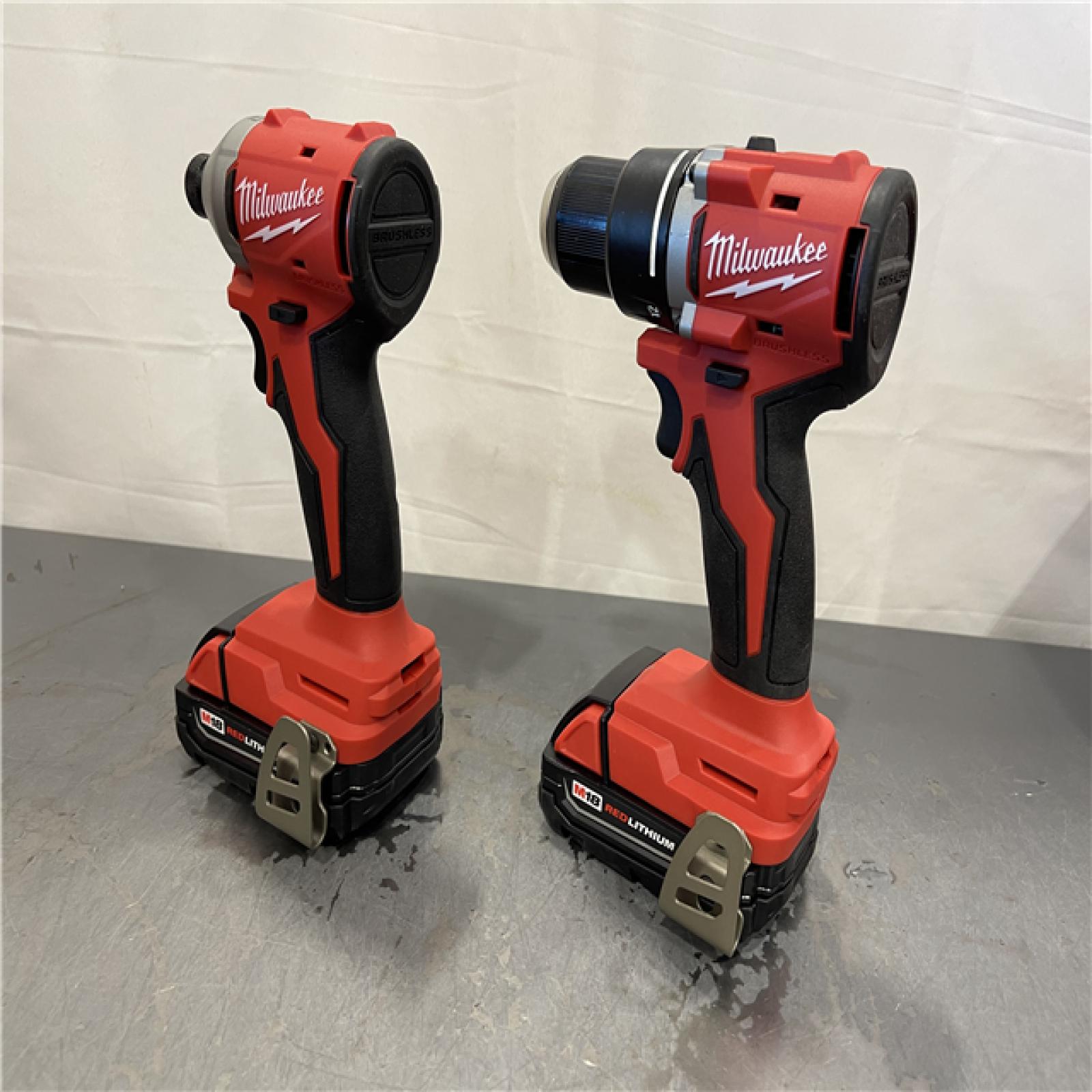 AS-IS - Milwaukee M18 18V Lithium-Ion Brushless Cordless Compact Drill/Impact Combo Kit