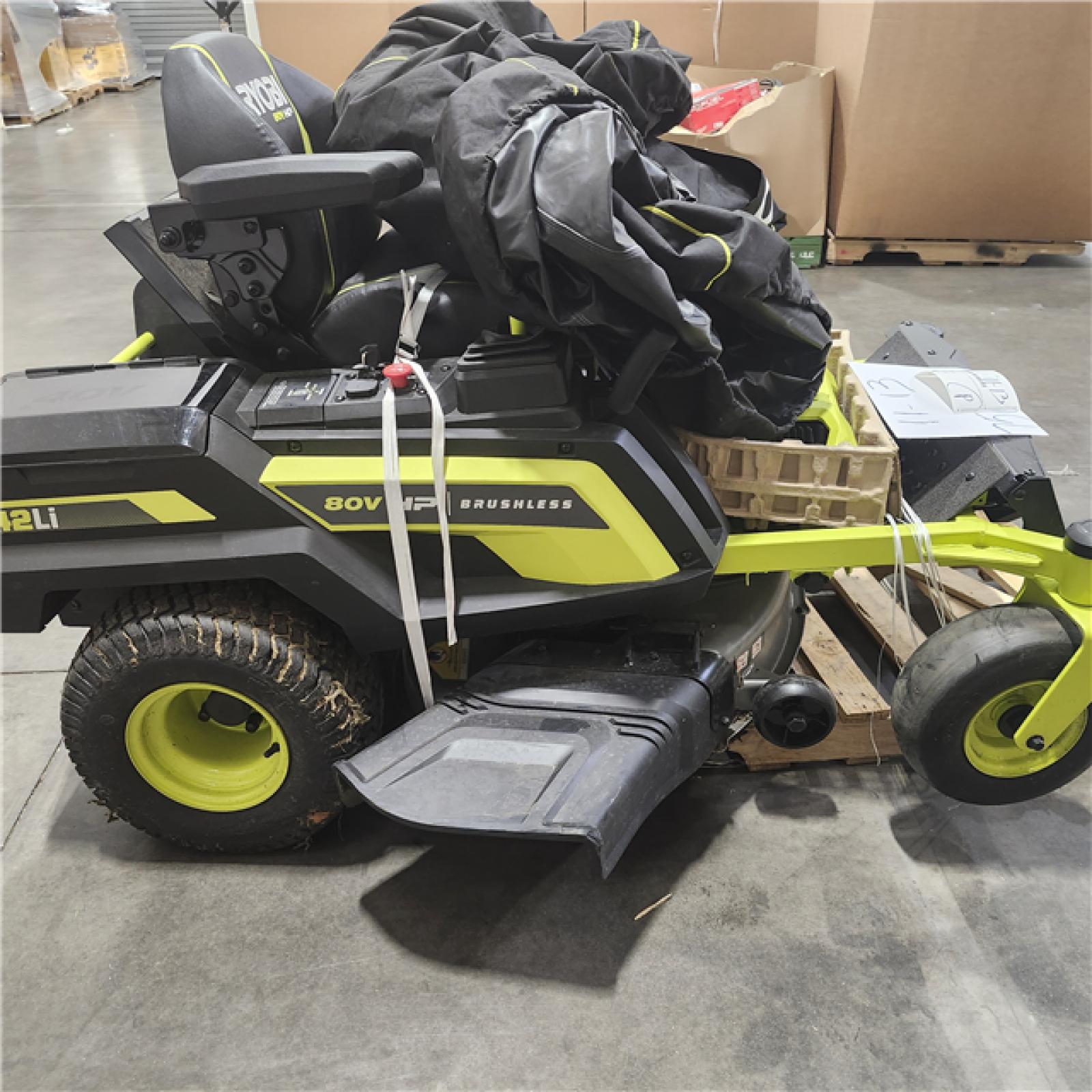 Dallas Location - As-Is RYOBI 80V HP Brushless 42 in. Battery Riding Mower (2) 80V Batteries  and Charger