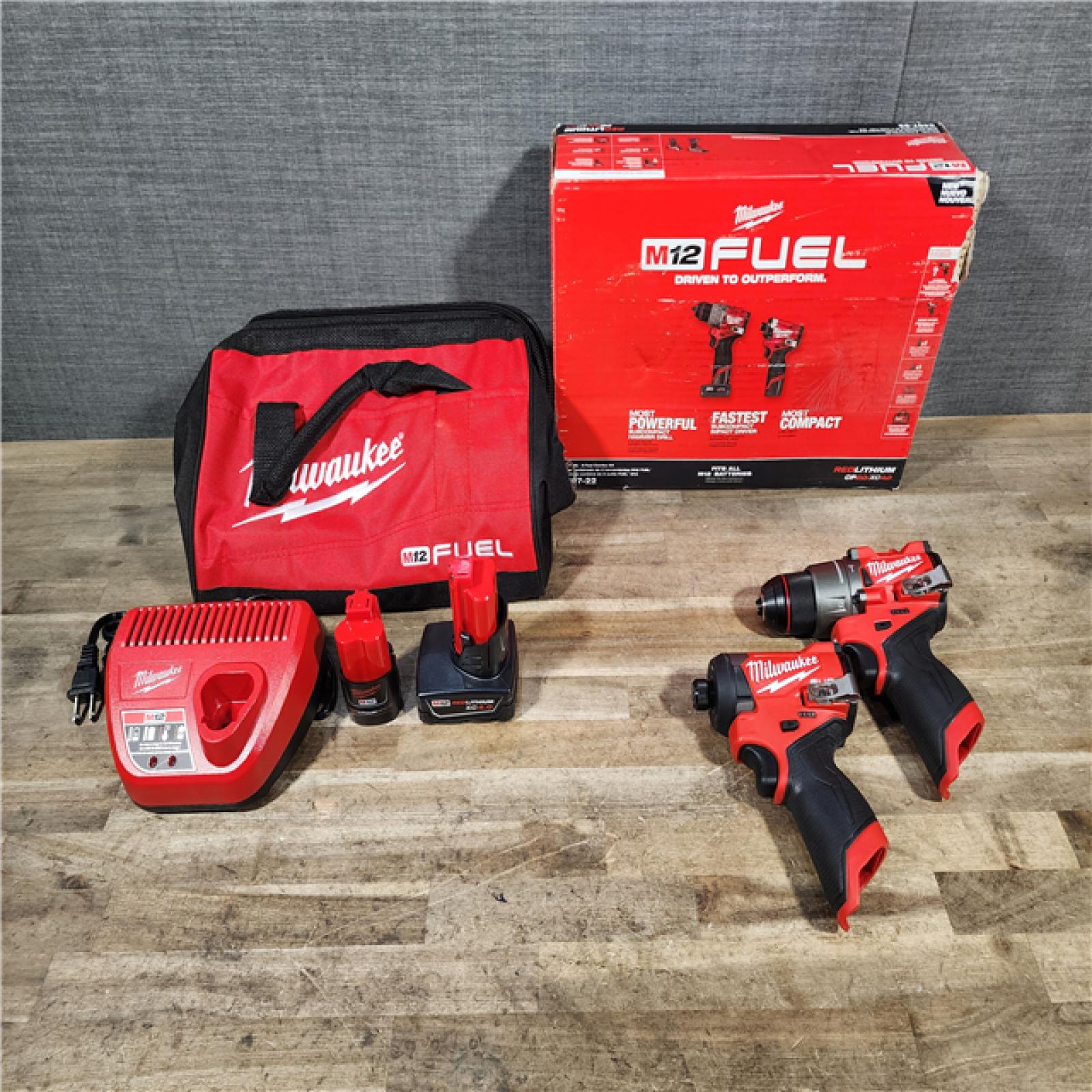 HOUSTON LOCATION - AS-IS (APPEARS LIKE NEW) Milwaukee FUEL 12-Volt Lithium-Ion Brushless Cordless Hammer Drill and Impact Driver Combo Kit