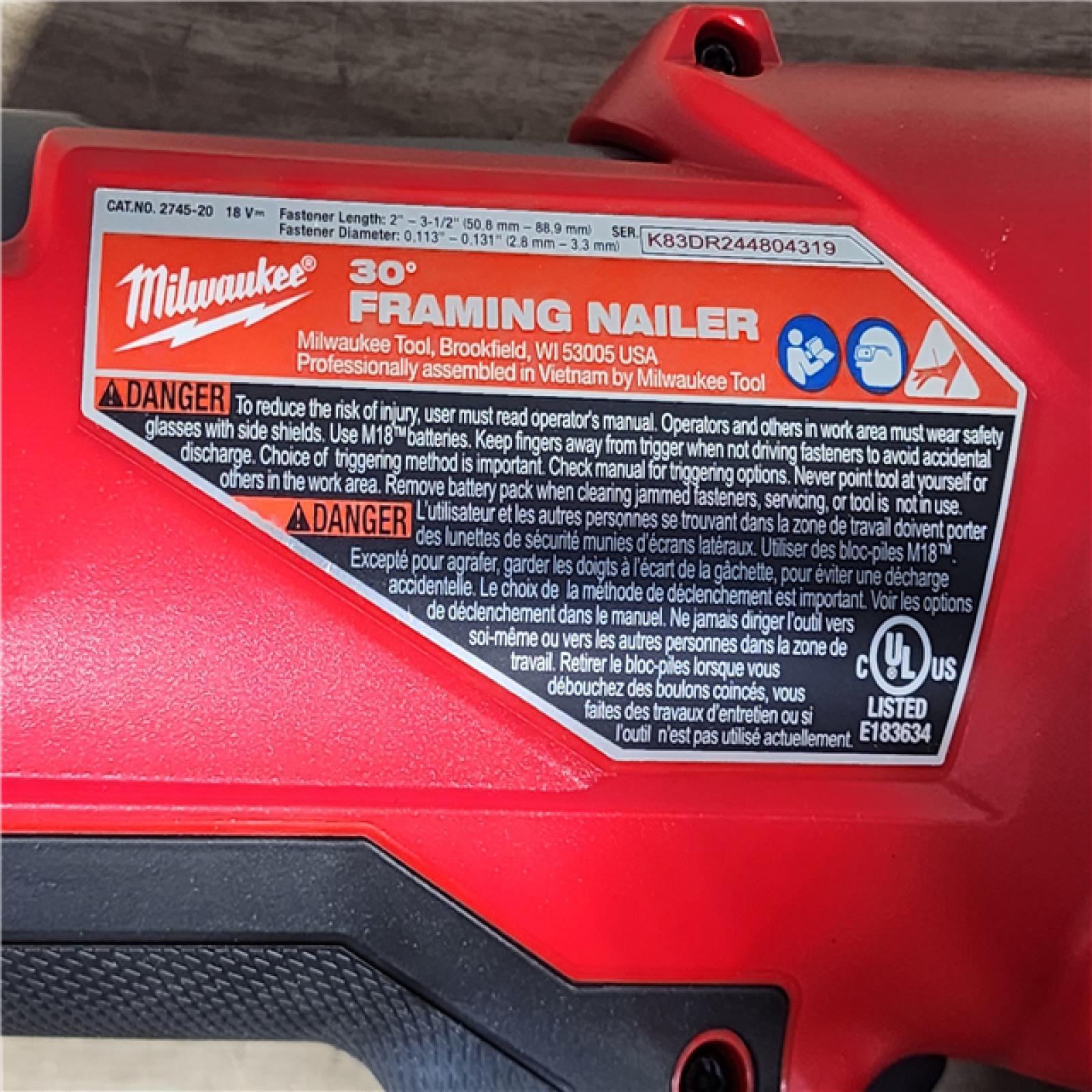 HOUSTON LOCATION - AS-IS (APPEARS LIKE NEW) M18 FUEL 3-1/2 in. 18-Volt 30-Degree Lithium-Ion Brushless Cordless Framing Nailer (Tool-Only)