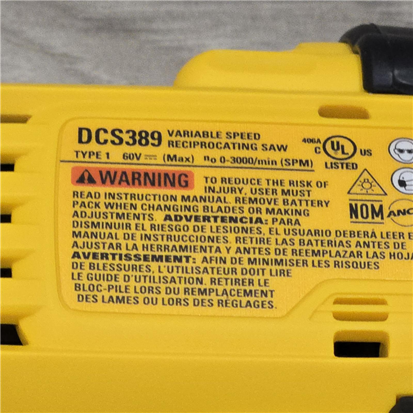AS-IS DeWalt FLEXVOLT 60V MAX Cordless Reciprocating Saw (Tool-Only)