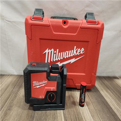 AS-IS- MILWAUKEE 100 Ft. REDLITHIUM Lithium-Ion USB Green Rechargeable Cross Line Laser Level with Charger