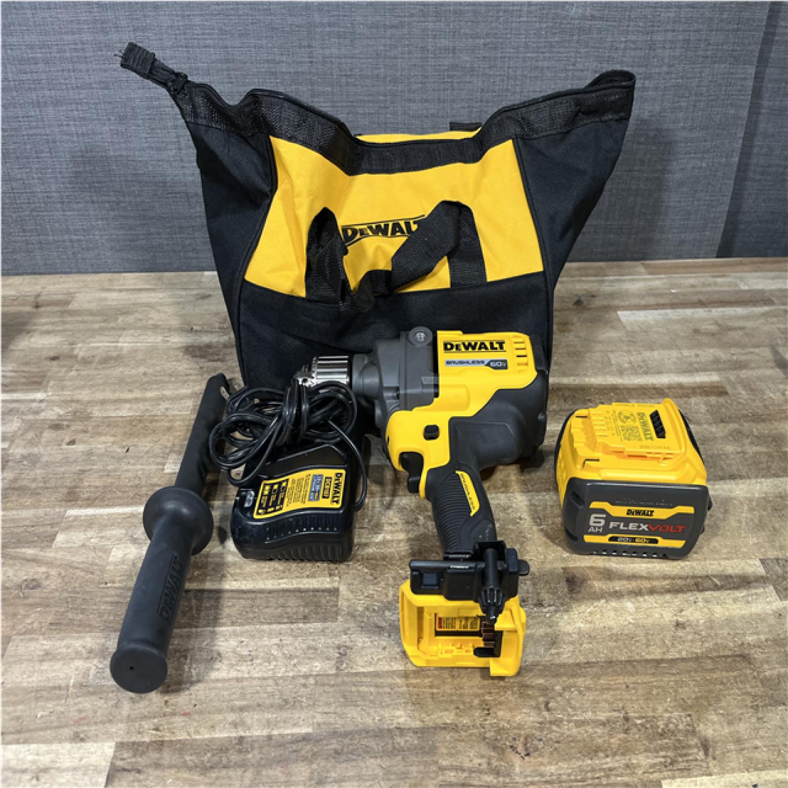 Houston Location AS-IS FLEXVOLT 60V MAX Cordless Brushless 1/2 in. Concrete Mud Mixer/Drill with E-Clutch and (1) FLEXVOLT 6.0Ah Battery