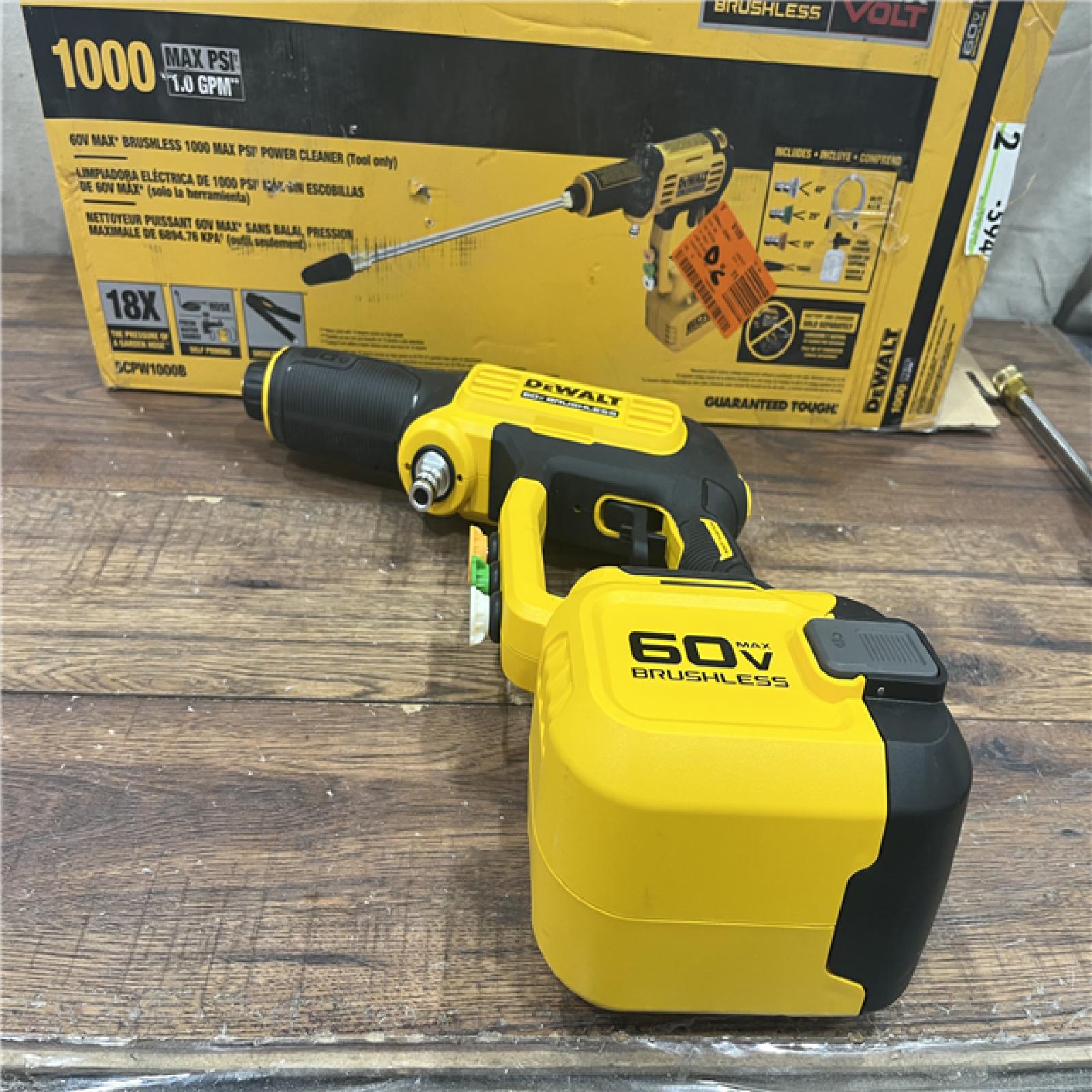 AS-IS DEWALT FLEXVOLT 60V MAX 1000 PSI 1.0 GPM Cold Water Cordless Battery Power Cleaner (Tool Only)