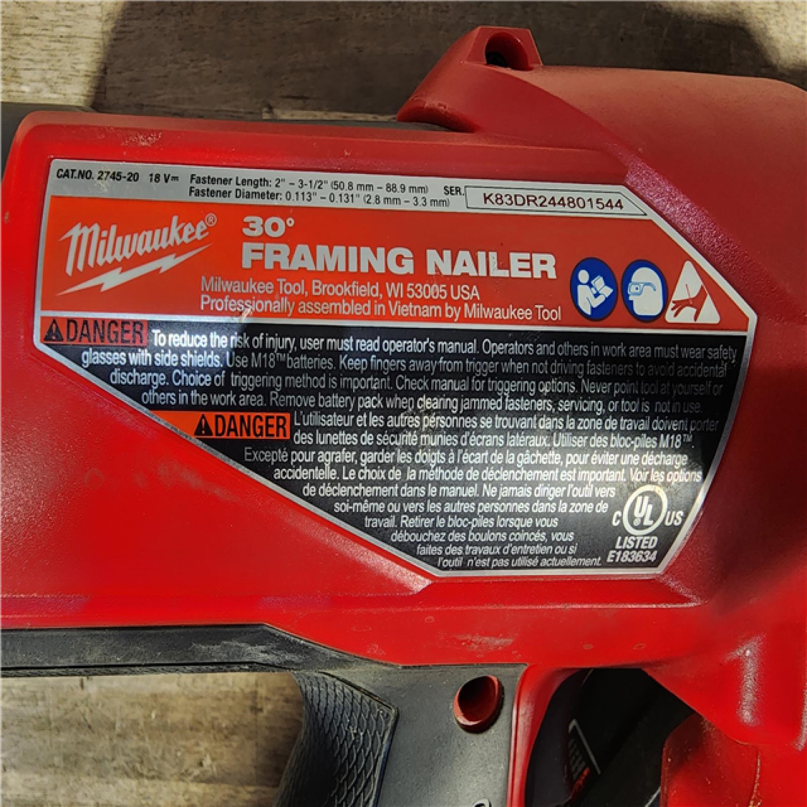 HOUSTON - LOCATION - AS-IS M18 FUEL 3-1/2 in. 18-Volt 30-Degree Lithium-Ion Brushless Cordless Framing Nailer (Tool-Only)