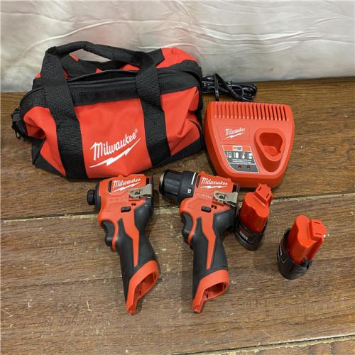 AS-IS M12 12-Volt Lithium-Ion Brushless Cordless Subcompact Drill and Impact Driver Combo Kit W/2 Batteries and Bag (2-Tool)