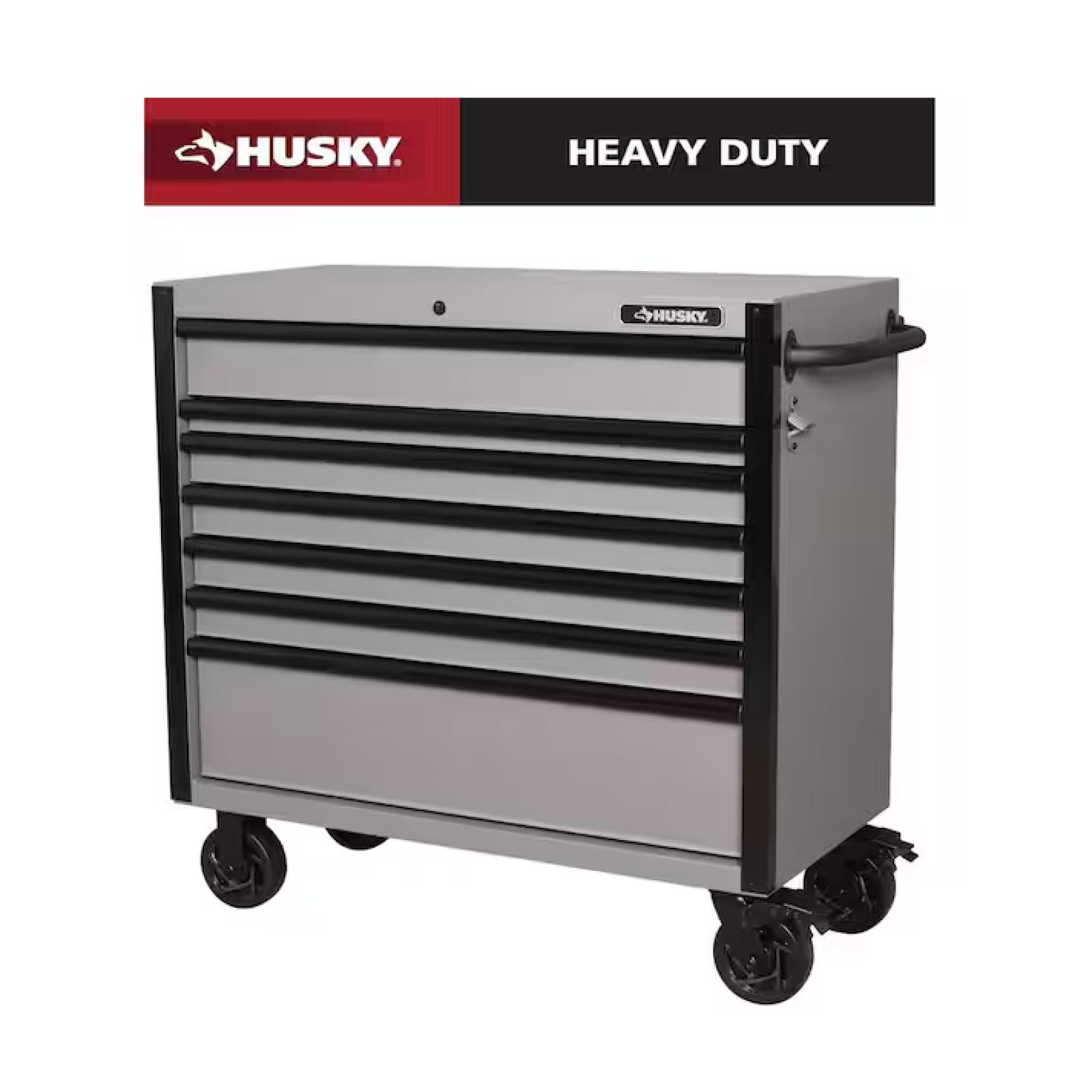 DALLAS LOCATION - Husky Heavy Duty 42 in. 7-Drawer Matte Gray Rolling Tool Cabinet