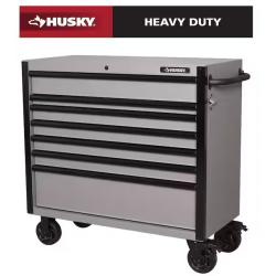 DALLAS LOCATION - Husky Heavy Duty 42 in. 7-Drawer Matte Gray Rolling Tool Cabinet