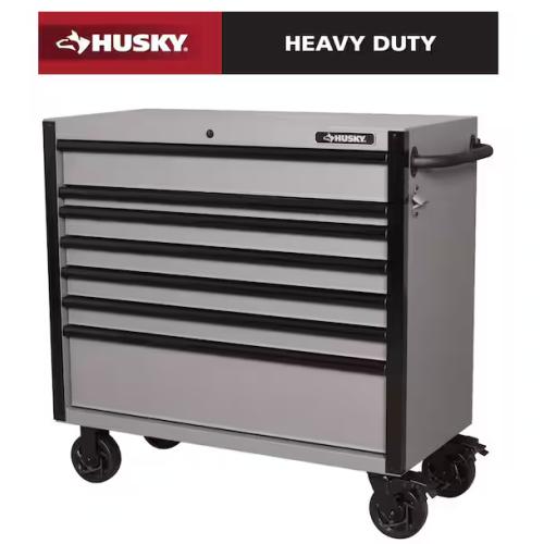 DALLAS LOCATION - Husky Heavy Duty 42 in. 7-Drawer Matte Gray Rolling Tool Cabinet