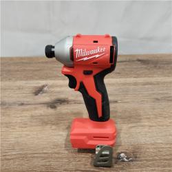 AS-IS Milwaukee 3650-21P 18V Lithium-Ion Compact Brushless Cordless 1/4 in. Impact Driver Kit with 2.0 Ah Battery  Charger & Tool Bag