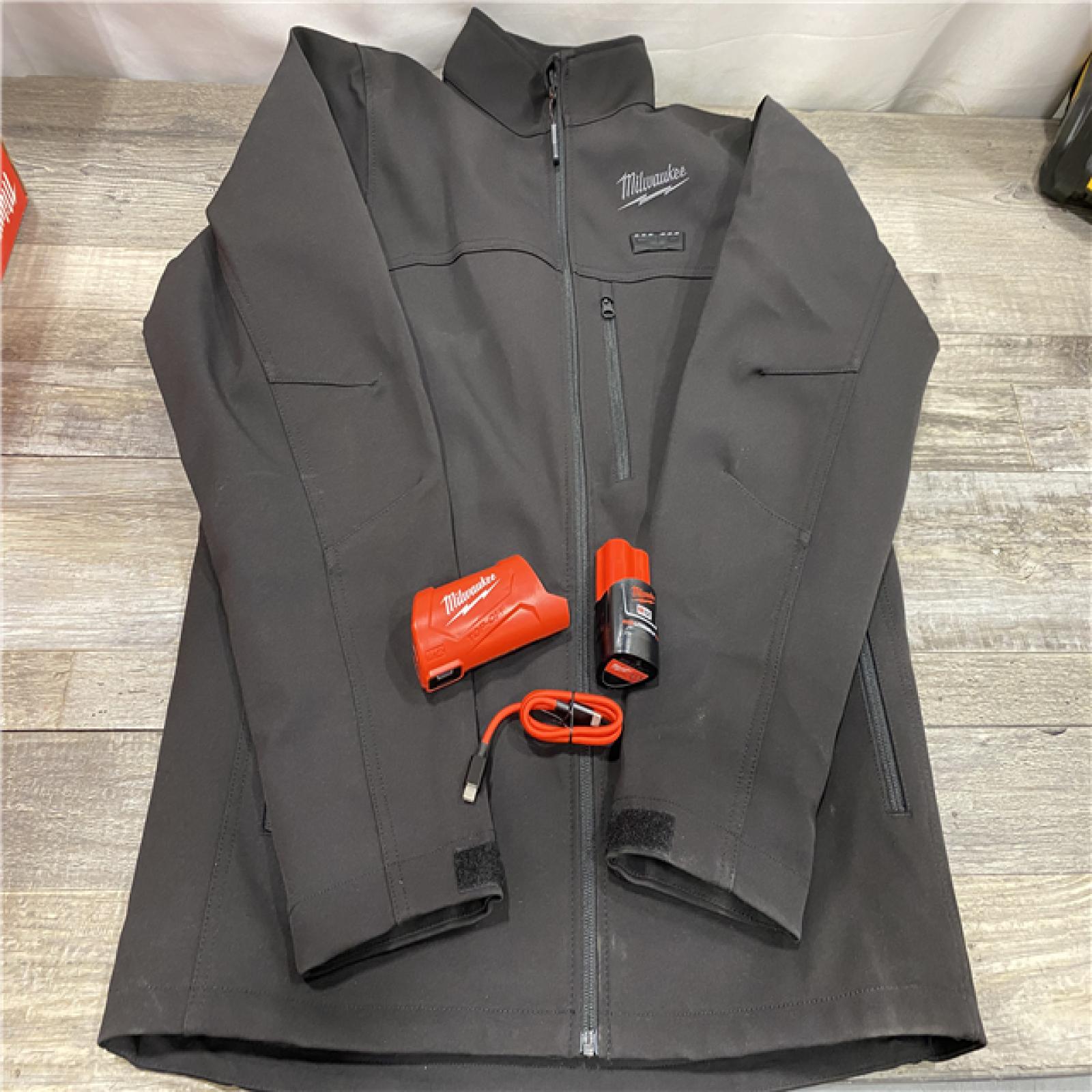 AS-IS Milwaukee Men's Medium 12-Volt Lithium-Ion Cordless Tough Shell Black Heated Jacket Kit