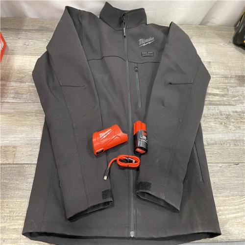 AS-IS Milwaukee Men's Medium 12-Volt Lithium-Ion Cordless Tough Shell Black Heated Jacket Kit