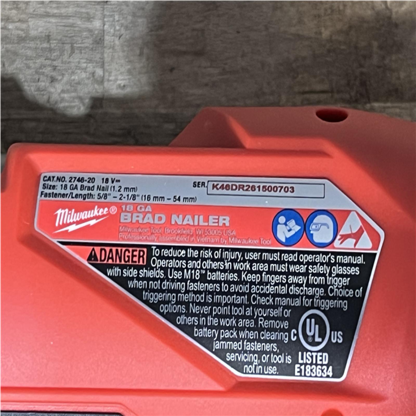 Houston Location AS-IS Milwaukee FUEL 18-Volt Lithium-Ion Brushless Cordless Gen II 18-Gauge Brad Nailer (Tool-Only)