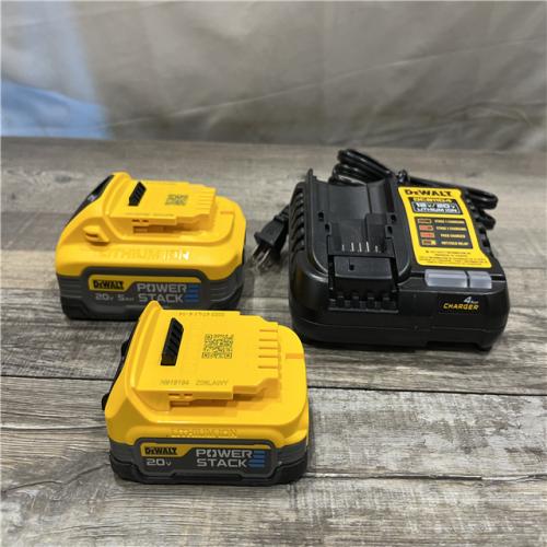 AS-IS DEWALT 20V MAX XR POWERSTACK Lithium-Ion Battery Starter Kit with 5.0Ah and 1.7Ah Batteries and Charger