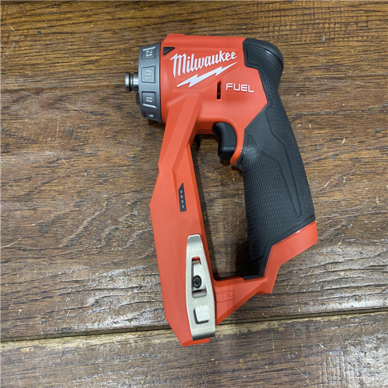 AS-IS Milwaukee M12 FUEL 12V Lithium-Ion Brushless Cordless 4-in-1 Installation 3/8 in. Drill Driver Kit with 4-Tool Heads