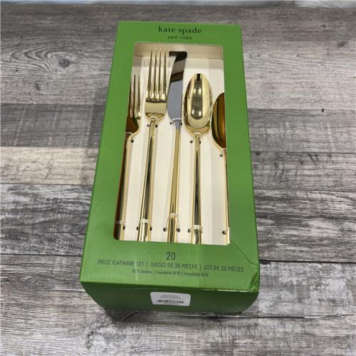 NEW Kate Spade New York Malmo Gold 20-pc Flatware Set, Service for 4 - Gold Plated