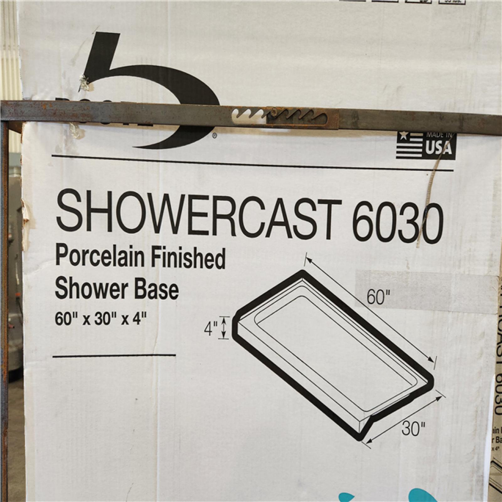 Phoenix Location New Bootz Industries Aloha ShowerCast 60 in. L x 30 in. W Alcove Shower Pan Base in White Pallet (8-Total)