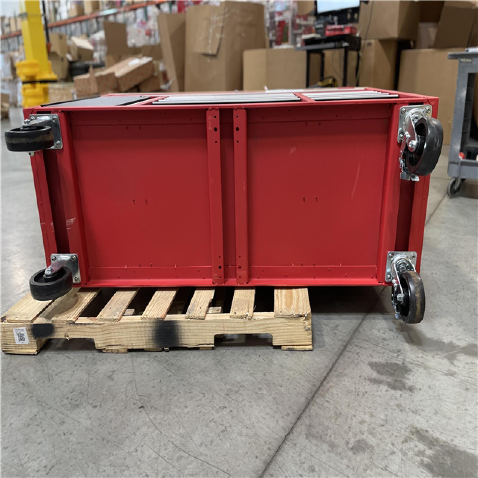 DALLAS LOCATION - AS-IS MILWAUKEE High Capacity 61 in. W x 22.1 in D 11-Drawer Mobile Workbench Cabinet with Solid Wood Top and Pegboard