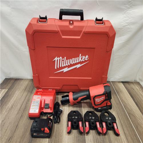 AS-IS- M18 18V Lithium-Ion Cordless Short Throw Press Tool Kit with 3 PEX Crimp Jaws (2) 2.0 Ah Batteries and Charger