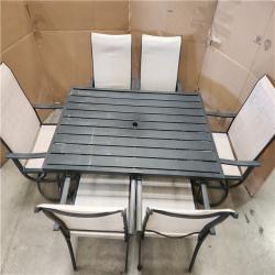 Phoenix AS-IS Beige 7-Piece Outdoor Patio Table Set