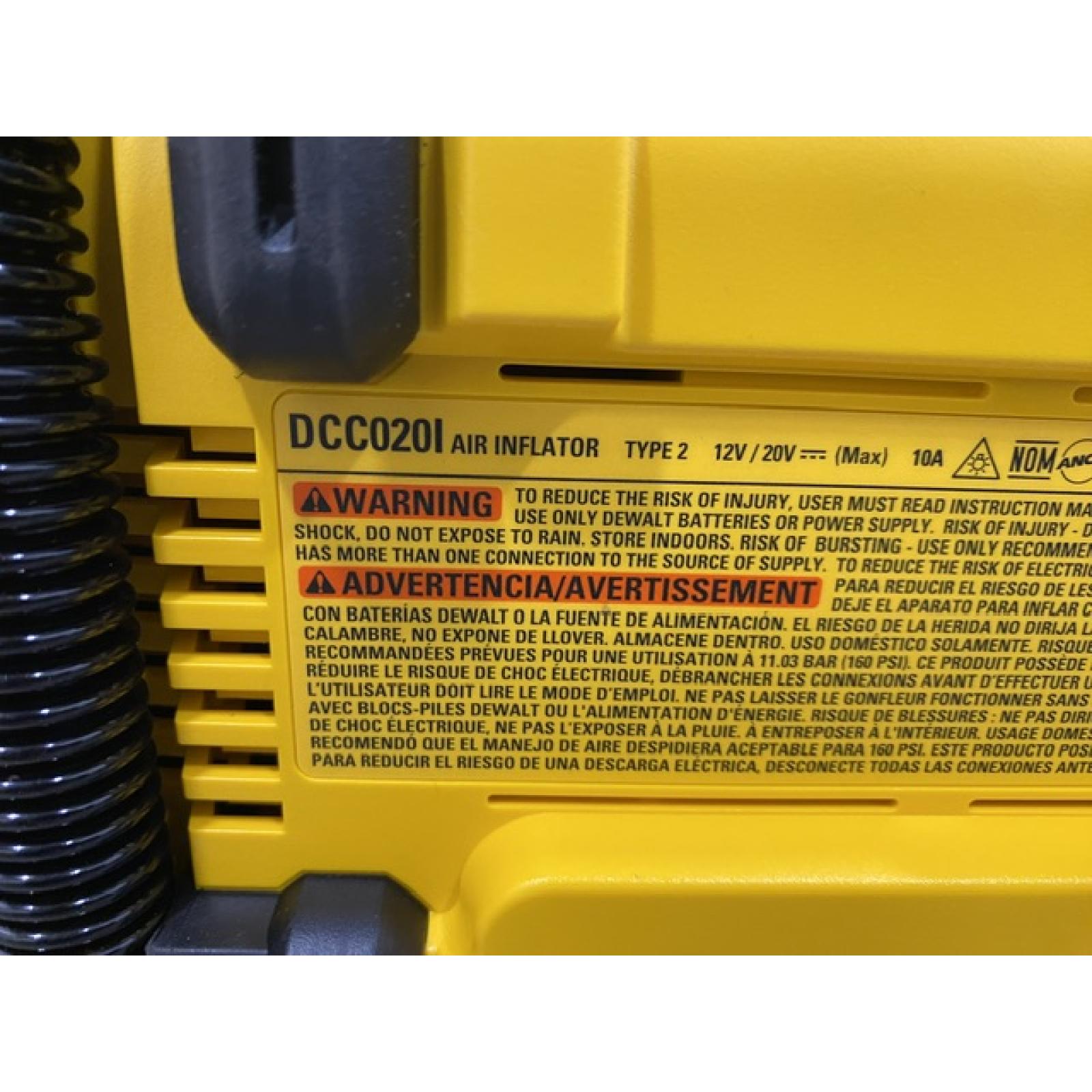 AS-IS DEWALT 20V MAX Cordless Electric Portable Inflator (Tool Only)