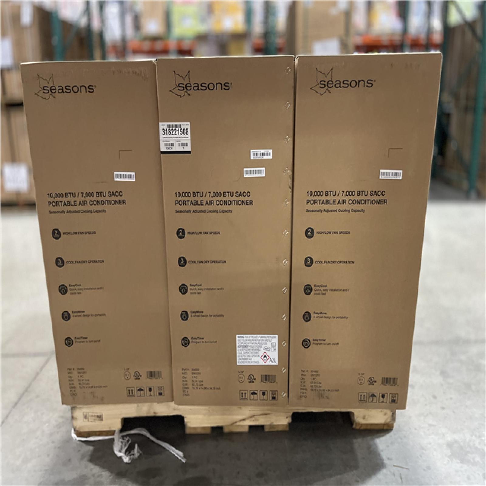 DALLAS LOCATION-NEW! SEASONS Portable 10000 BTU Air Conditioner PALLET (9 UNITS)