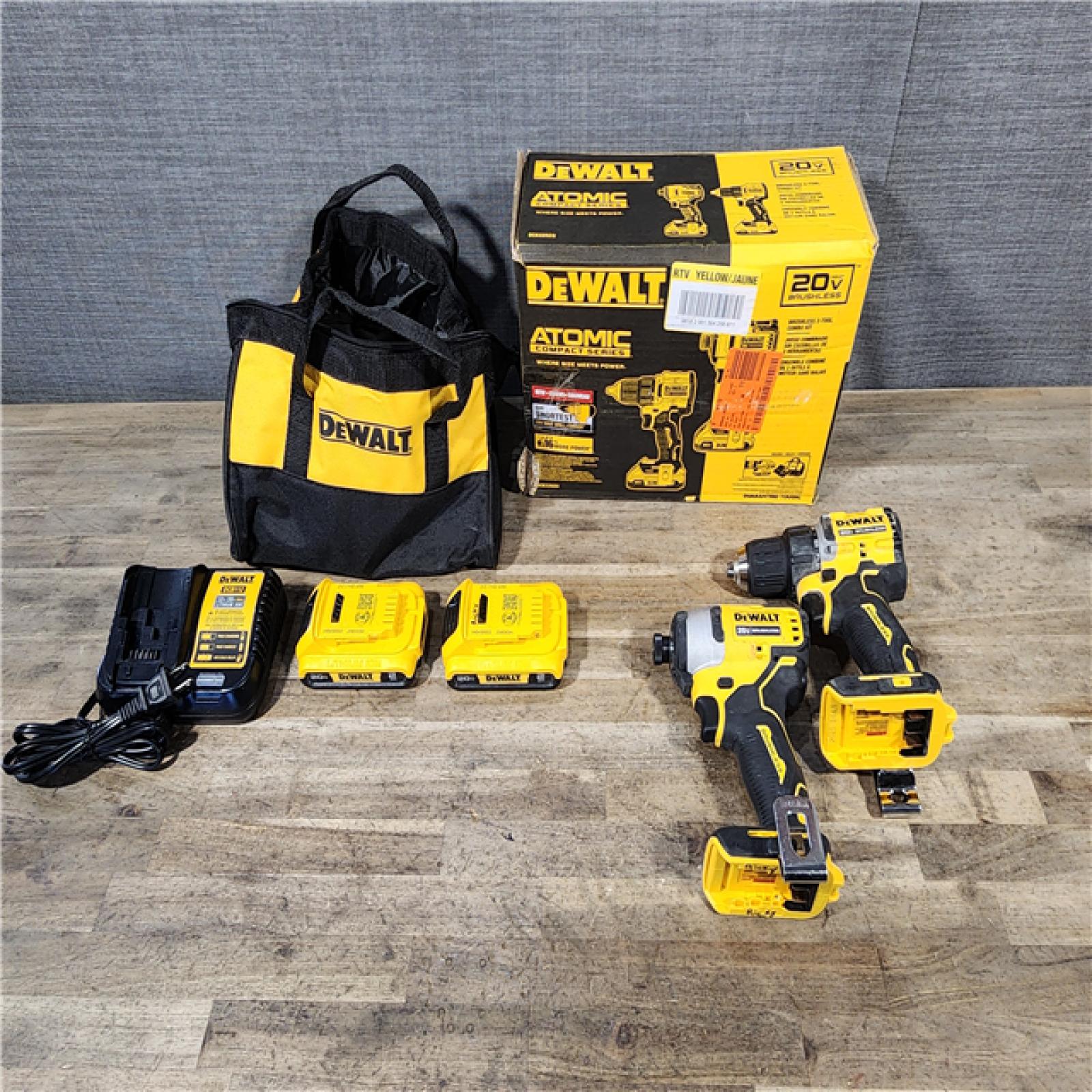 HOUSTON LOCATION - AS-IS Dewalt DCK225D2 20V MAX ATOMIC Compact Cordless Drill Driver and Impact Driver Combo Kit