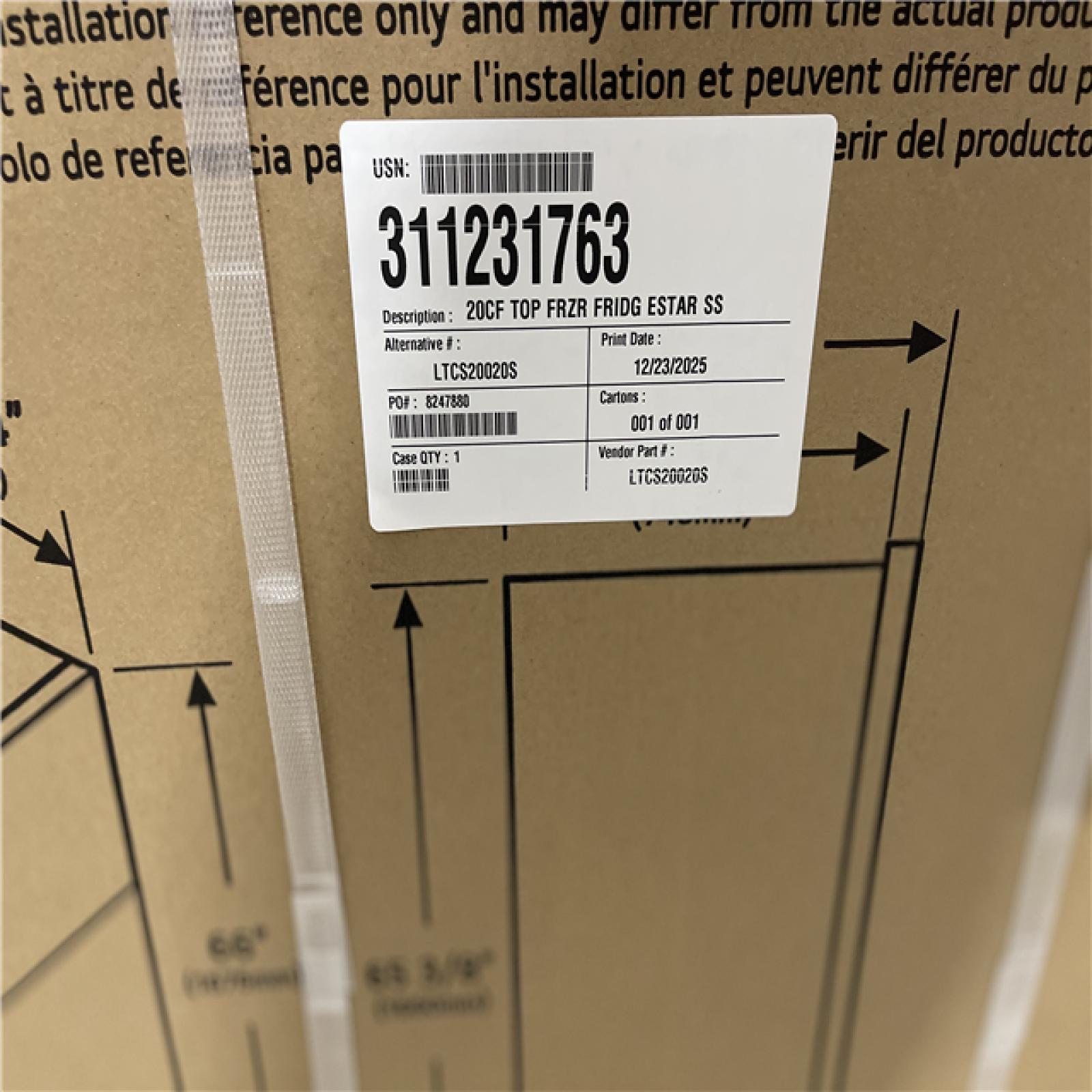 DALLAS LOCATION - LG - 20.2 Cu. Ft. Top-Freezer Refrigerator - Stainless Steel