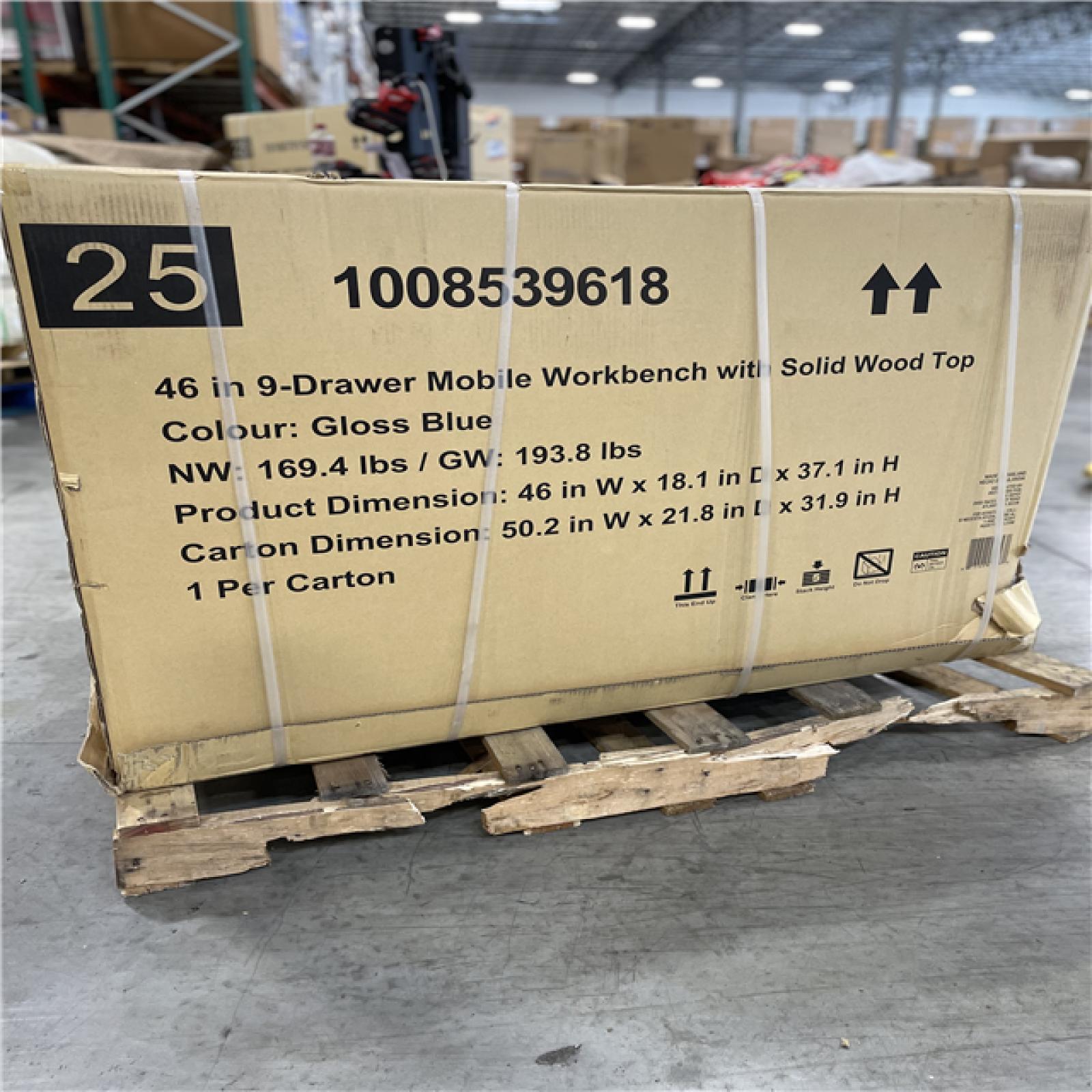 DALLAS LOCATION- AS HUSKY 46 in. W x 18 in. 9-Drawer Gloss Blue/Woodtop Mobile Workbench