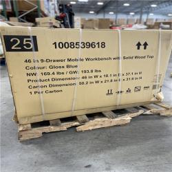 DALLAS LOCATION- AS HUSKY 46 in. W x 18 in. 9-Drawer Gloss Blue/Woodtop Mobile Workbench